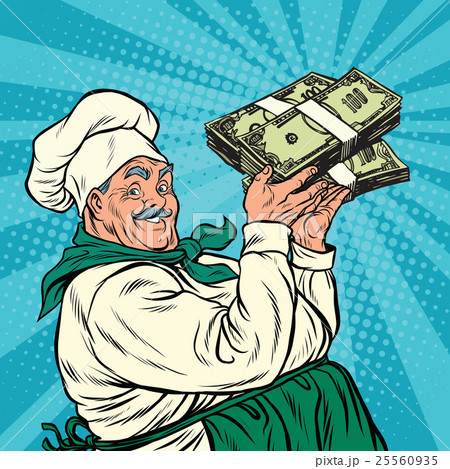 Retro chef with a bundle of money 25560935