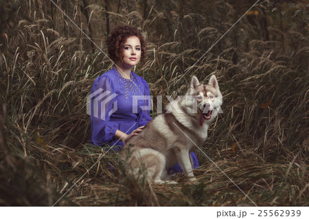 Portrait of a woman with dog. Portrait of a woman with dog. 25562939