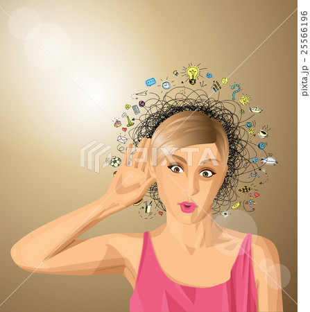 Vector woman overhearing something 25566196