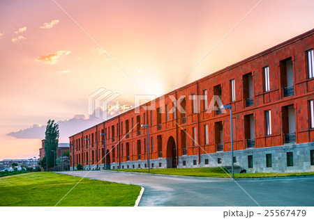 Facade of red modern building Facade of red modern building 25567479