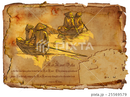 Vietnam - Red River. Hand drawing. 25569579