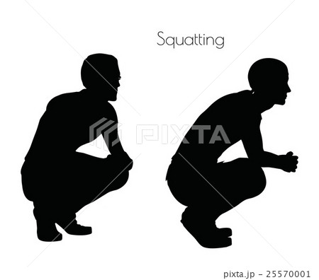 Man In Sitting Squatting Pose On White Backgroundのイラスト素材