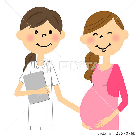看護師と妊婦のイラスト素材