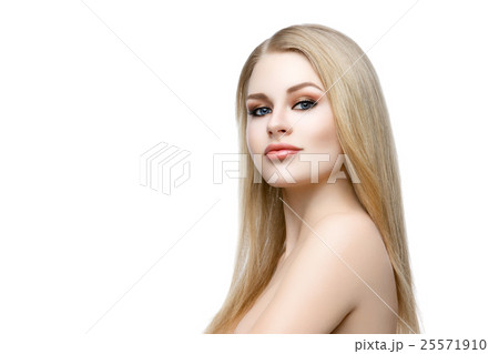 Beautiful girl with blond long hair and makeup 25571910