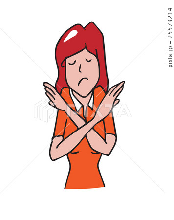 woman gestures cross hands say no cartoon drawing 25573214
