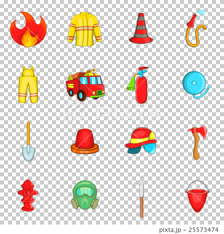 Fireman icons set, cartoon style 25573474