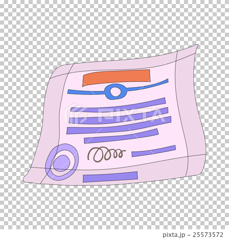 Signed and sealed document icon, cartoon style Signed and sealed document icon, cartoon style 25573572