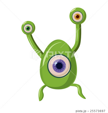 Green one eye alien monster icon, cartoon style - Stock Illustration  [25573697] - PIXTA