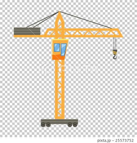Orange hoisting crane icon, cartoon style Orange hoisting crane icon, cartoon style 25573752