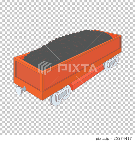 Wagon with coal icon, cartoon style 25574417