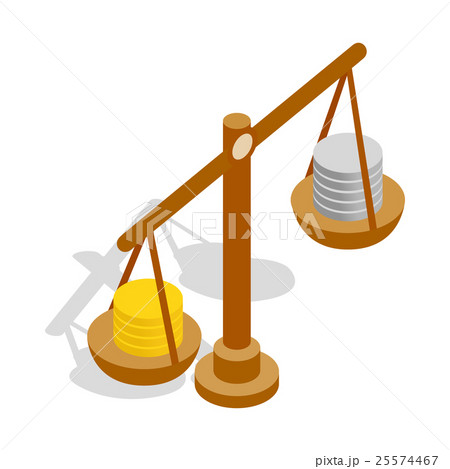 Scales with coins icon, isometric 3d style 25574467