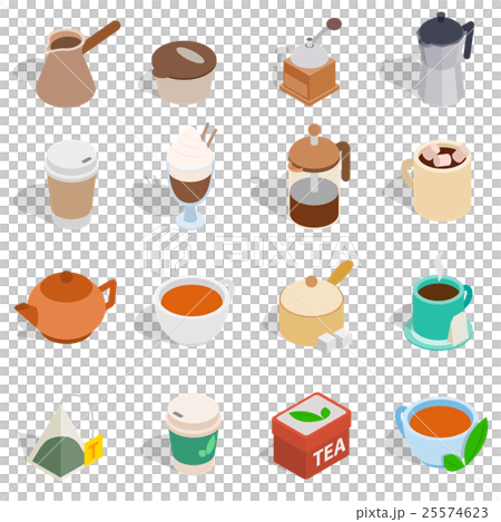 Tea and coffee set, isometric 3d style - Stock Illustration [25574623 ...