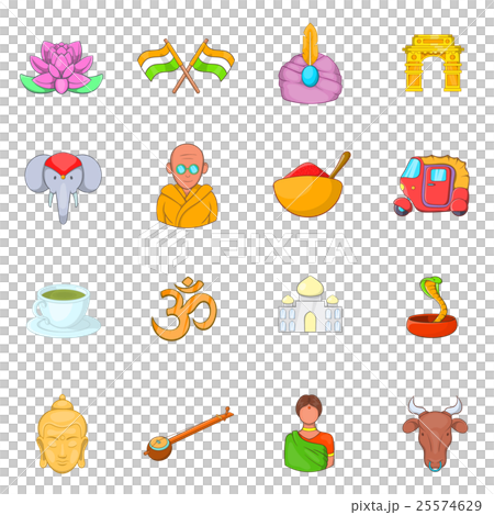 India icons set, cartoon style 25574629