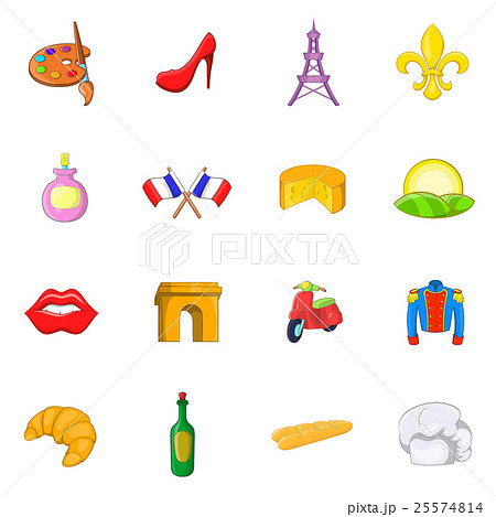 France icons set, cartoon style 25574814