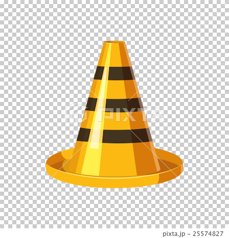 Yellow and black traffic cone icon, cartoon style Yellow and black traffic cone icon, cartoon style 25574827