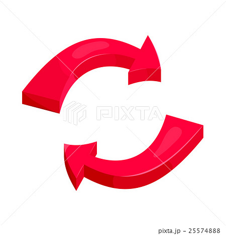 Red refresh arrows icon in cartoon style 25574888