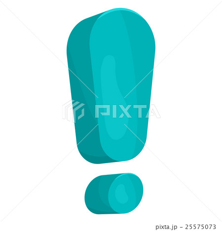 Blue exclamation mark icon, cartoon style 25575073