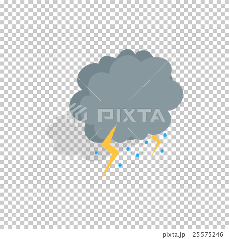 Cloud, lightning and hail icon, isometric 3d style 25575246