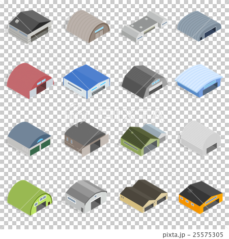 Hangar Icons set, isometrc 3d style Hangar Icons set, isometrc 3d style 25575305