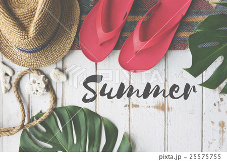 Summer Break Lifestyle Flipflop Vacatoin Words Concept Summer Break Lifestyle Flipflop Vacatoin Words Concept 25575755