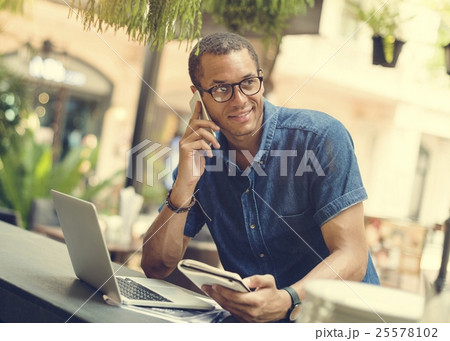 Man Working Coffee Shop Cafe Concept Man Working Coffee Shop Cafe Concept 25578102