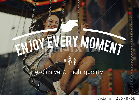 Woman Carnival Ride Riding Happiness Fun Concept Woman Carnival Ride Riding Happiness Fun Concept 25578759