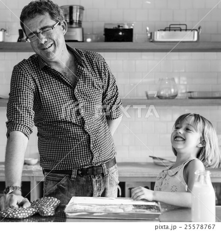 Family Father Girl Making Cookies Learning Baking Concept Family Father Girl Making Cookies Learning Baking Concept 25578767