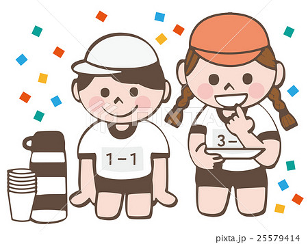 運動会のお昼休みお弁当は何かなのイラスト素材