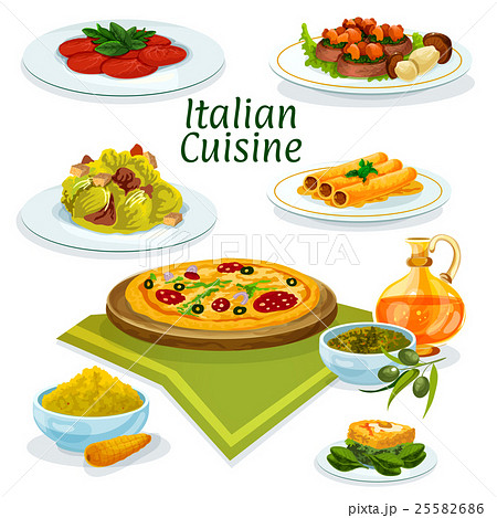 Italian cuisine dishes icon for menu design 25582686