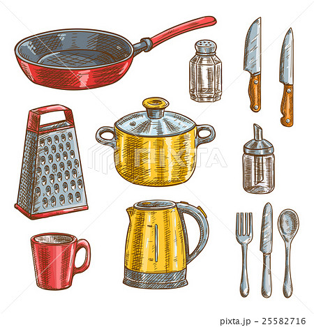 Kitchen and cooking utensils sketches Kitchen and cooking utensils sketches 25582716