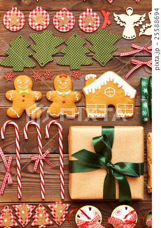 Christmas homemade decoration flat lay 25588694