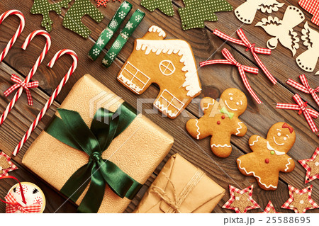 Christmas homemade decoration flat lay 25588695