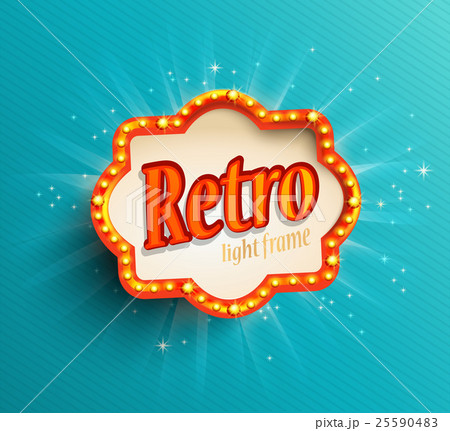 Shining retro light frame on blue background. 25590483