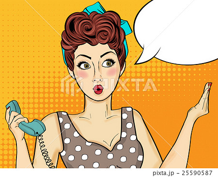 Pop art  woman . Comic woman with speech bubble 25590587