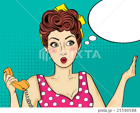Pop art woman . Comic woman with speech bubble Pop art woman . Comic woman with speech bubble 25590588