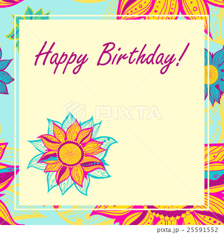 Vector postcard with flowers. Happy Birthday. Vector postcard with flowers. Happy Birthday. 25591552