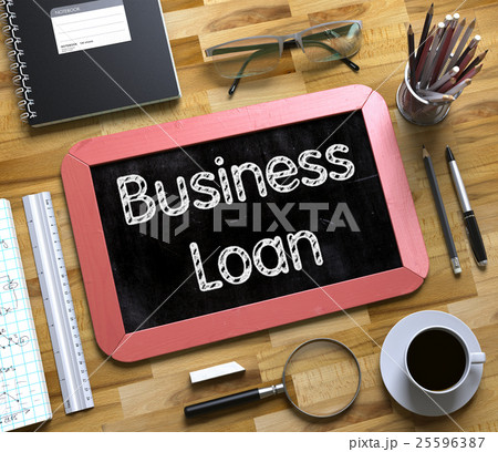 Business Loan - Text on Small Chalkboard. 3D. Business Loan - Text on Small Chalkboard. 3D. 25596387