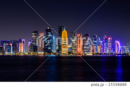 Doha skyline at night 25598886