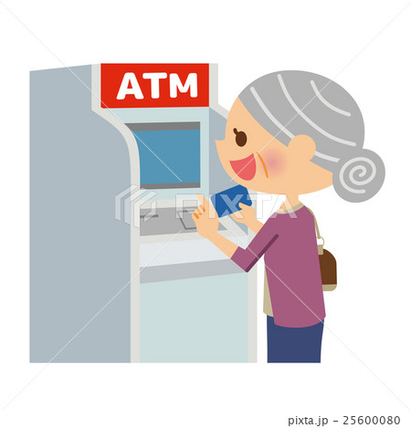 ATMを使うシニア女性 ATMを使うシニア女性 25600080