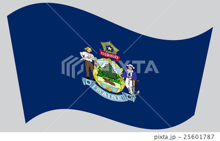 Flag of Maine waving on gray background 25601787