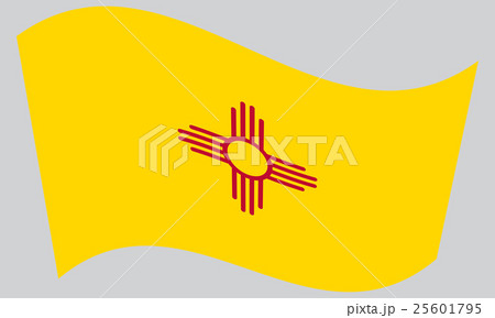 Flag of New Mexico waving on gray background 25601795