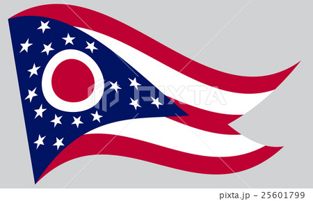 Flag of Ohio waving on gray background Flag of Ohio waving on gray background 25601799