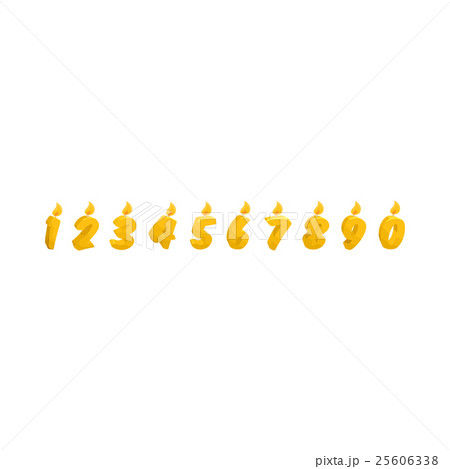 Yellow number Birthday cake candles icon 25606338