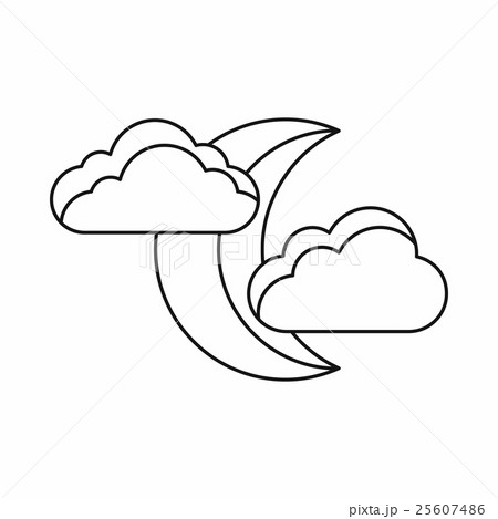 Moon and clouds icon, outline style Moon and clouds icon, outline style 25607486