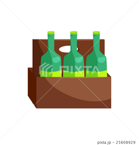 Wooden crate with beer bottles icon, cartoon style 25608929