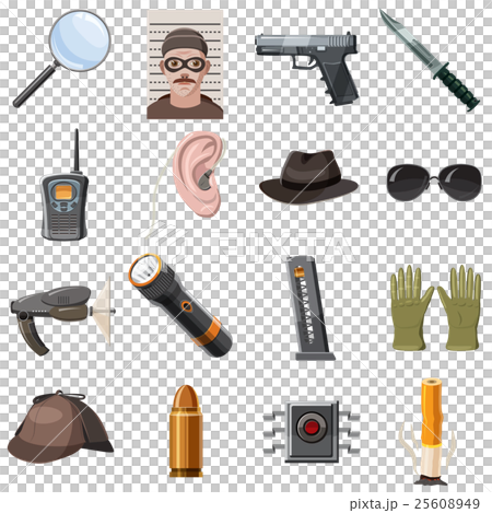 Spy icons set, cartoon style Spy icons set, cartoon style 25608949
