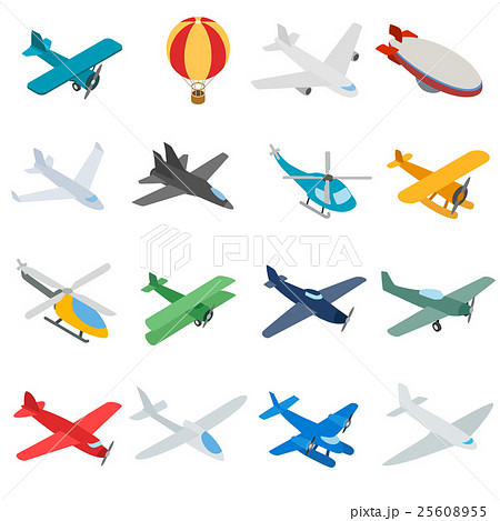 Aviation icons set, isometric 3d style 25608955