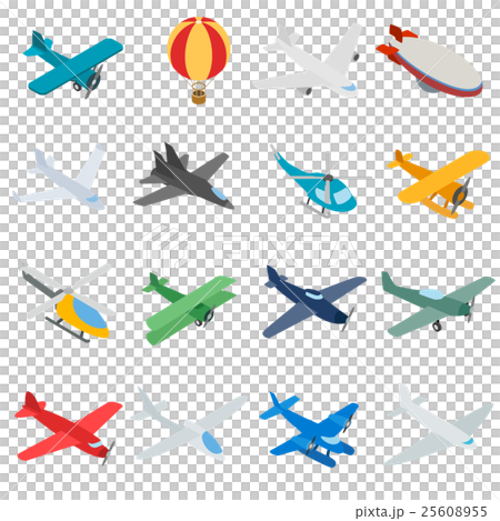 Aviation icons set, isometric 3d style 25608955