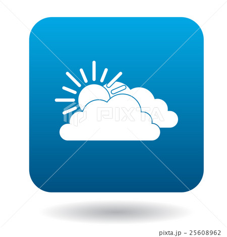 Sun and clouds icon in simple style 25608962