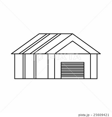 Garage with automatic gate icon, outline style Garage with automatic gate icon, outline style 25609421